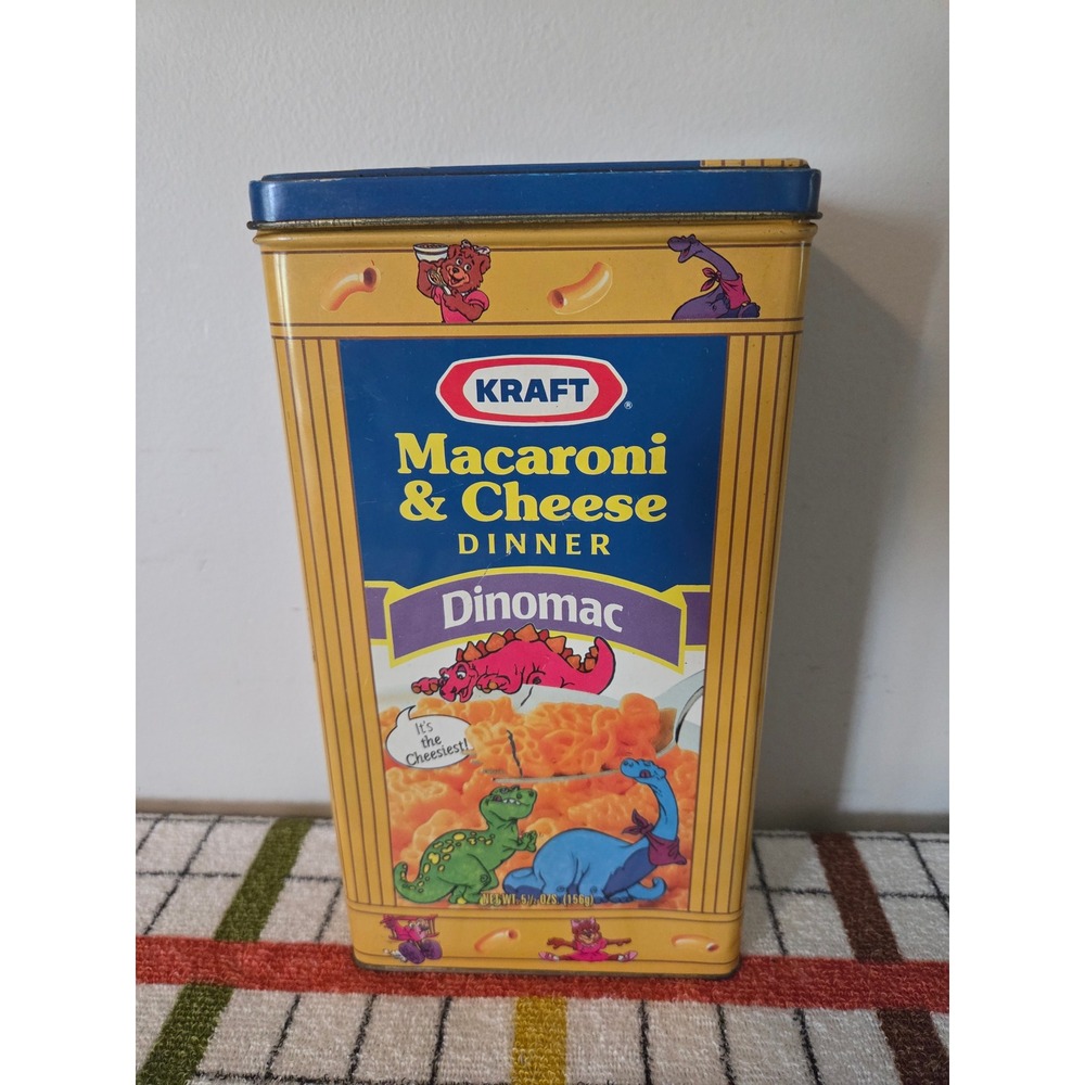 Vintage Kraft Macaroni & Cheese Tin Cheesasaurus Rex Dinomac Collectible 9.5in